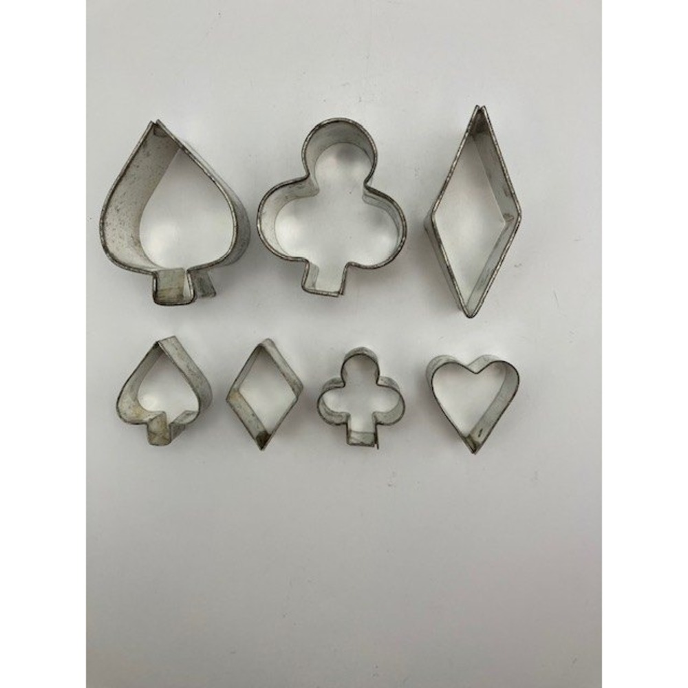 Vintage Card Suit Cookie Cutters Set of 7 Spade Club Diamond Heart Baking